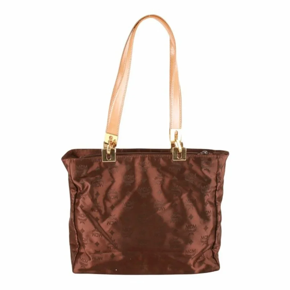 Authentic MCM Logos Pattern Shoulder Tote Bag brown - Picture 9 of 9